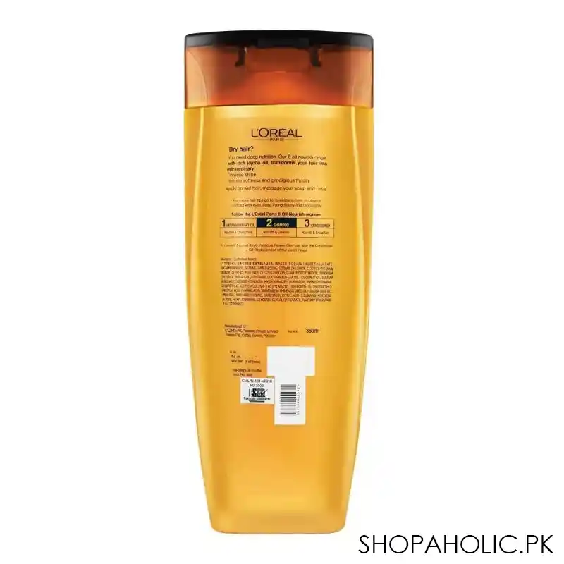 l'oreal paris 6 oil nourish scalp + hair nourishing shampoo, for all hair types, 360ml image3