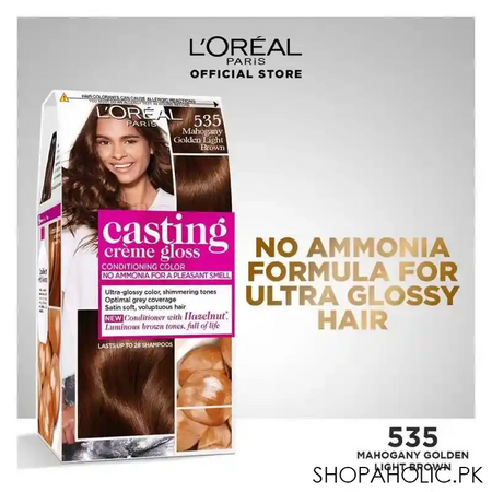 l'oreal paris casting hair color, 535 mahogany golden light brown main image