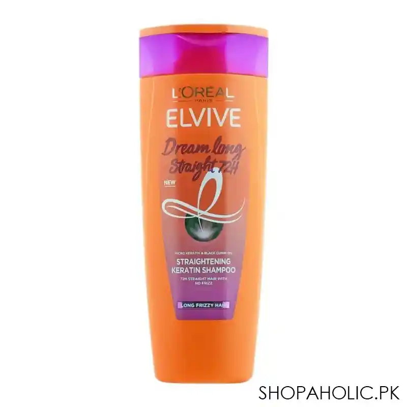 l'oreal paris elvive dream long straight 72hrs straightening keratin shampoo, micro keratin & black cumin oil, for long frizzy hair, 360ml image2