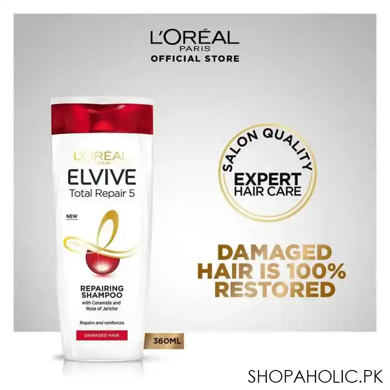 l'oreal paris elvive total repair 5 repairing shampoo, 360ml image2