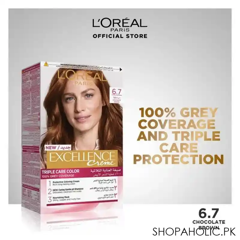 l'oreal paris excellence hair color, chocolate brown, 6.7 main image