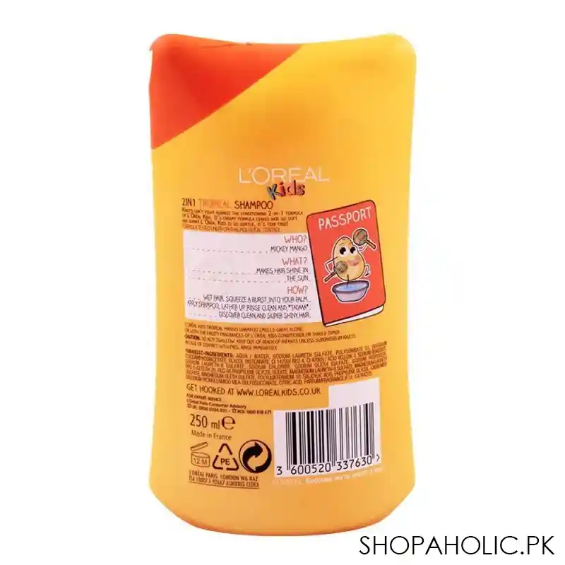 l'oreal paris kids tropical mango shampoo, 250ml image2