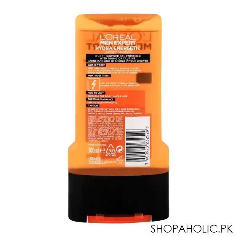 l'oreal paris men expert hydra energetic body + face + hair shower gel, wake up effect, 300ml image2