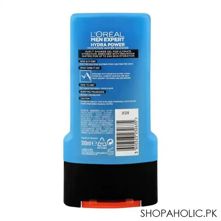 l'oreal paris men expert hydra power body + face + hair shower gel, ultimate hydration mountain water, 300ml image2