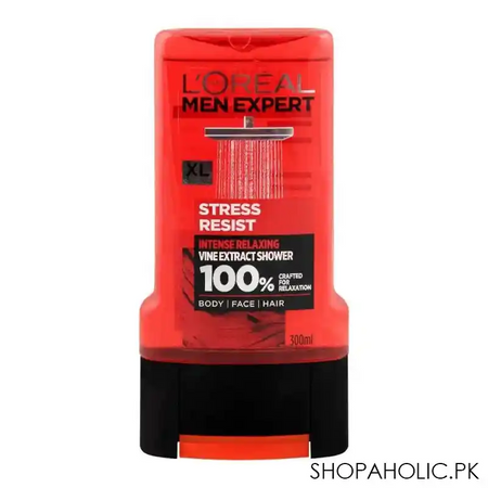 l'oreal paris men expert stress resist body + face + hair shower gel, intense relaxing, 300ml main image