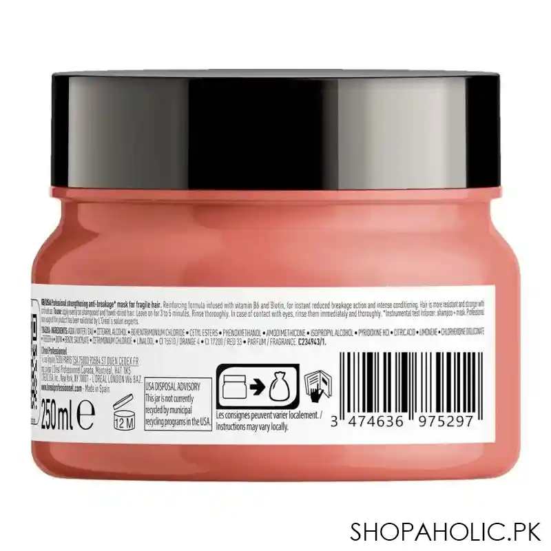 l'oreal professionnel serie expert inforcer b6 + biotin professional hair mask, 250ml image3