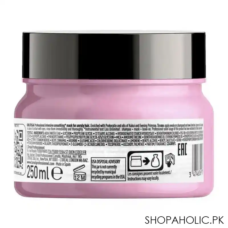 l'oreal professionnel serie expert pro keratin liss unlimited professional masque, 250ml image7