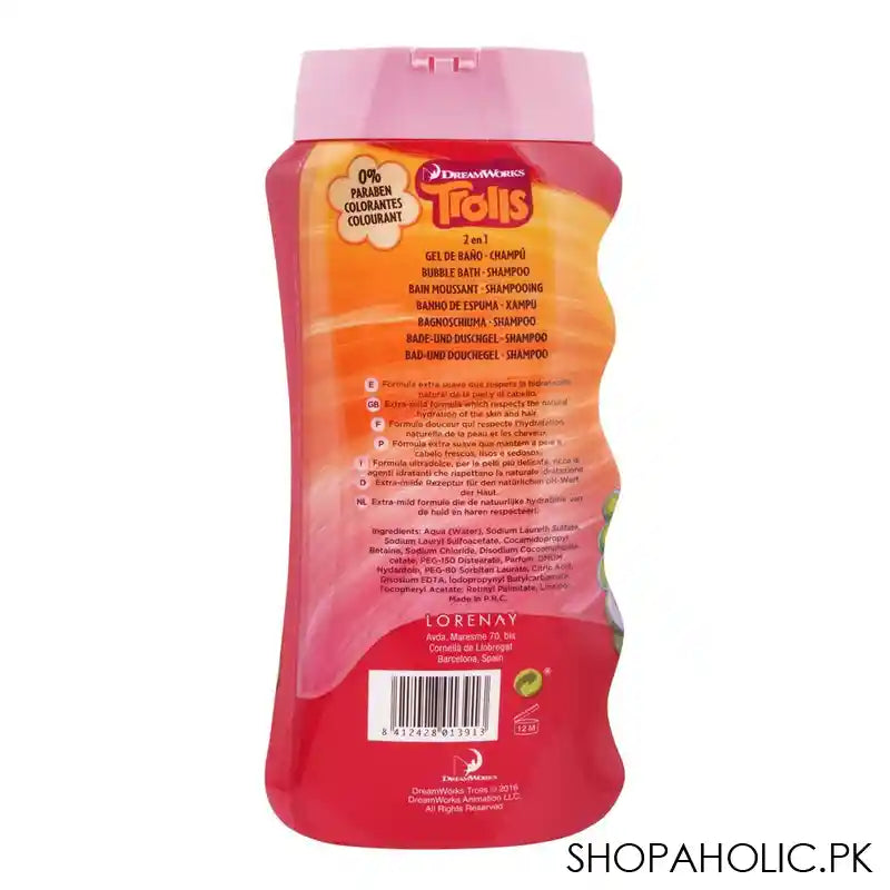 Lorenay Dream Works Trolls Bubble Bath + Shampoo 475ml - Image 2