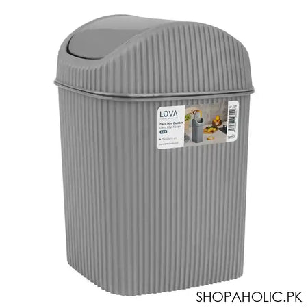 Lova Plastic Houseware Deco Plastic Dustbin, 2.5 Liters Capacity, Light Grey, 3in x 4.9in x 5.1in, LV-320 - Image 4