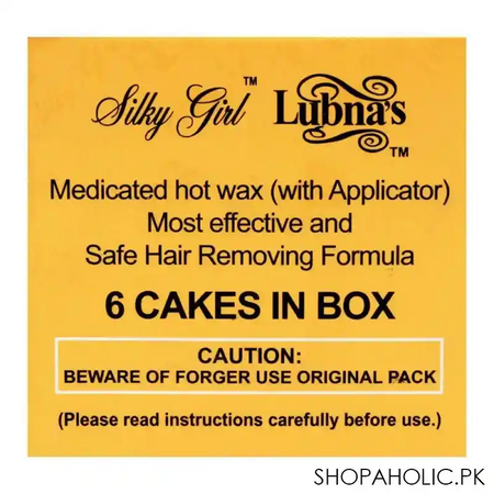 lubna's medicated hot wax 6 cakes in box image2