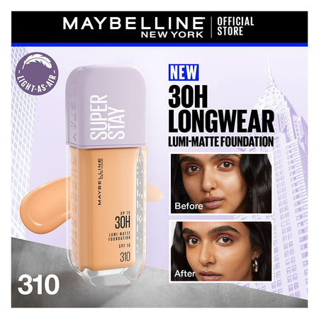 Maybelline New York Superstay Lumi Matte Liquid Foundation With SPF-16, 30H Weightless Longwear, 30ml, 310 - Main Image