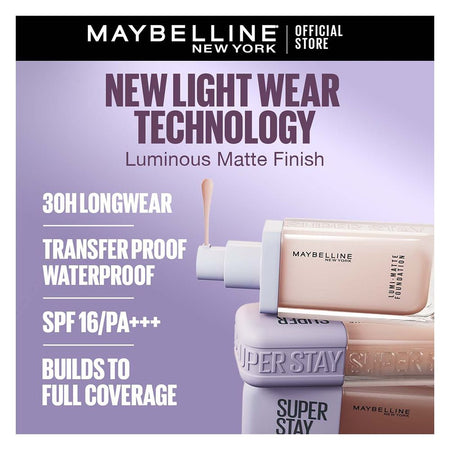 Maybelline New York Superstay Lumi Matte Liquid Foundation With SPF-16, 30H Weightless Longwear, 30ml, 220 - Image 4