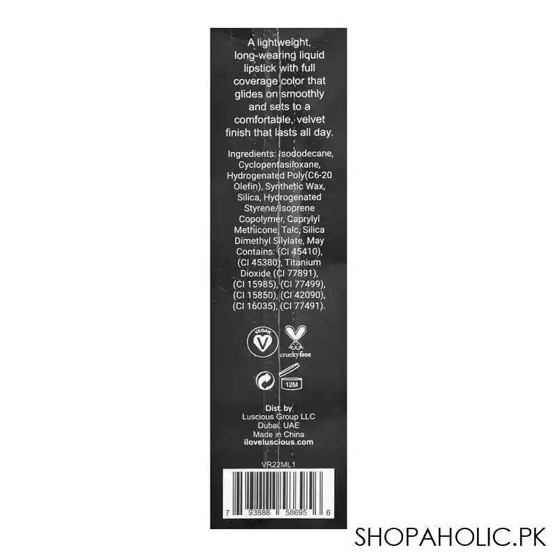 Luscious Velvet Reign Matte Liquid Lipstick, 11 Duchess Pink - Image 2