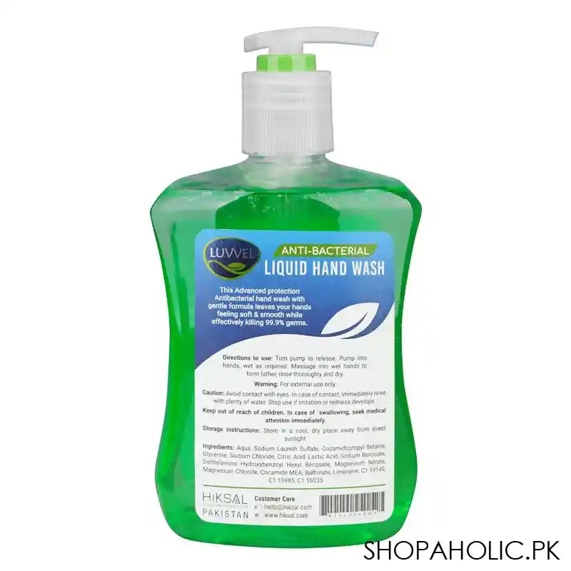 Luvvel Aloe Vera Anti-Bacterial Liquid Hand Wash, 500ml - Image 3