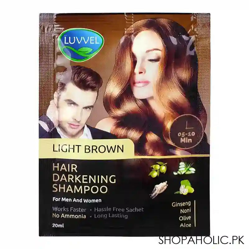Luvvel Hair Darkening Shampoo, Light Brown, 30ml - Main Image