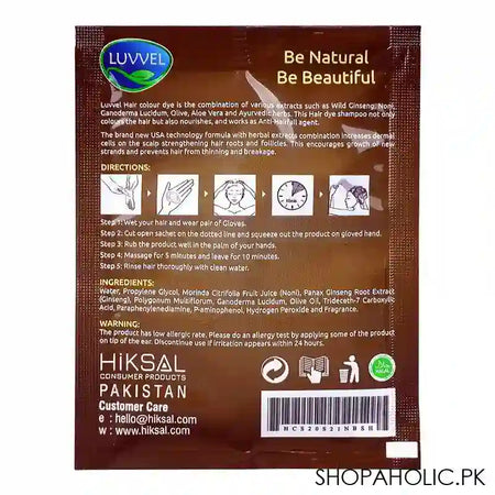 Luvvel Hair Darkening Shampoo, Light Brown, 30ml - Image 2