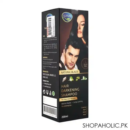 luvvel hair darkening shampoo, natural black, for men & women, 200ml image2