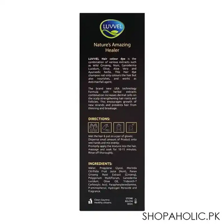luvvel hair darkening shampoo, natural black, for men & women, 200ml image3