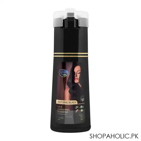 luvvel hair darkening shampoo, natural black, for men & women, 200ml main image