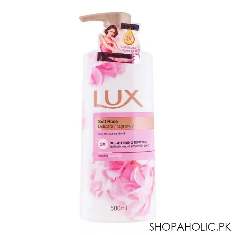 lux soft rose delicate fragrance glowing body wash, 500ml main image