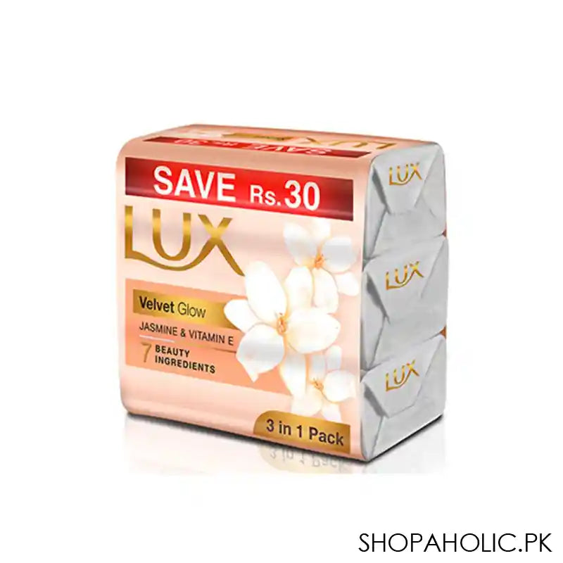 Lux Velvet Glow 3-Pack Soap Trio Pack, Jasmin & Vitamin E, 110g - Main Image