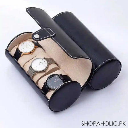 luxury 3 slots leather watch box organizer image3