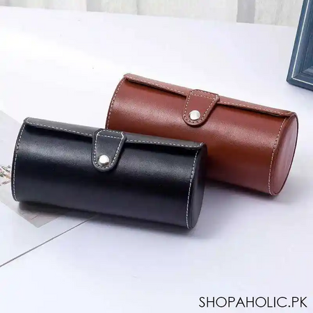 luxury 3 slots leather watch box organizer image4
