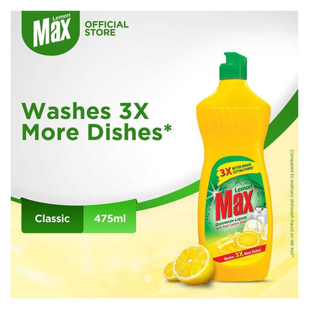Lemon Max Dishwash Liquid Bottle, With Lemon Juice, 475ml - Main Image