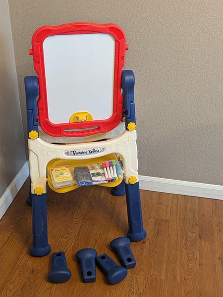 Magnetic Double-Sided Drawing Board Kids Art Easel Standing Children Graffiti Writing Tablet Red