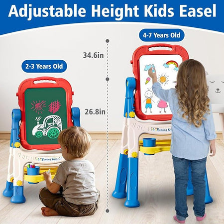 Magnetic Double-Sided Drawing Board Kids Art Easel Standing Children Graffiti Writing Tablet Red