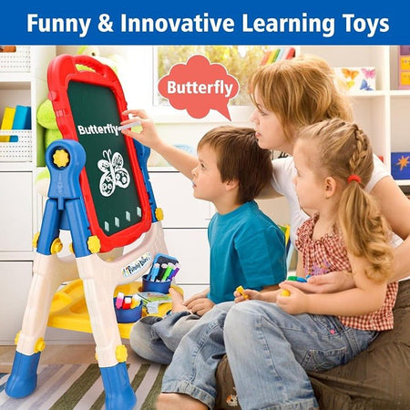 Magnetic Double-Sided Drawing Board Kids Art Easel Standing Children Graffiti Writing Tablet Red