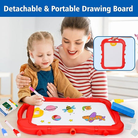 Magnetic Double-Sided Drawing Board Kids Art Easel Standing Children Graffiti Writing Tablet Red