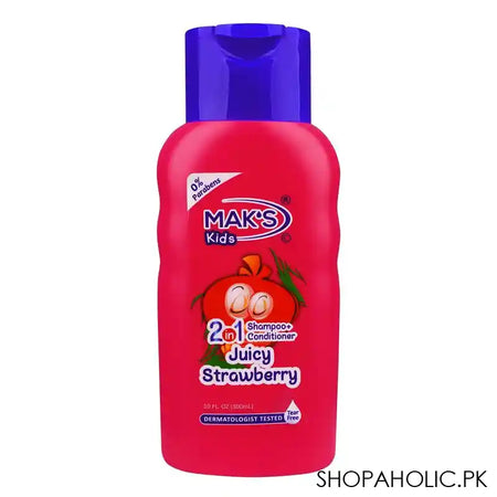Mak's Kids Juicy Strawberry 2in1 Shampoo & Conditioner, 0% Parabens, Dermatologist-Tested, Tear Free, 300ml - Main Image