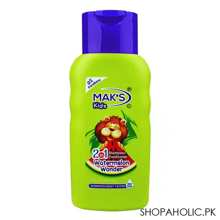 Mak's Kids Watermelon Wonder 2in1 Shampoo & Conditioner, 0% Parabens, Dermatologist-Tested, Tear Free, 300ml - Main Image