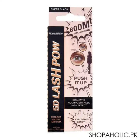 Makeup Revolution 5D Lash Pow Push It Up Mascara, Super Black - Image 3