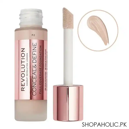 makeup revolution conceal & define full coverage foundation, f2 image2