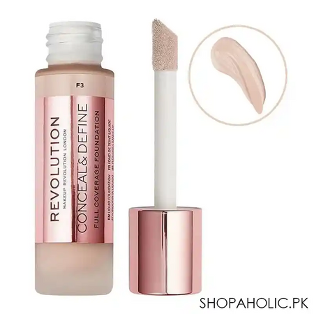 makeup revolution conceal & define full coverage foundation, f3 image2