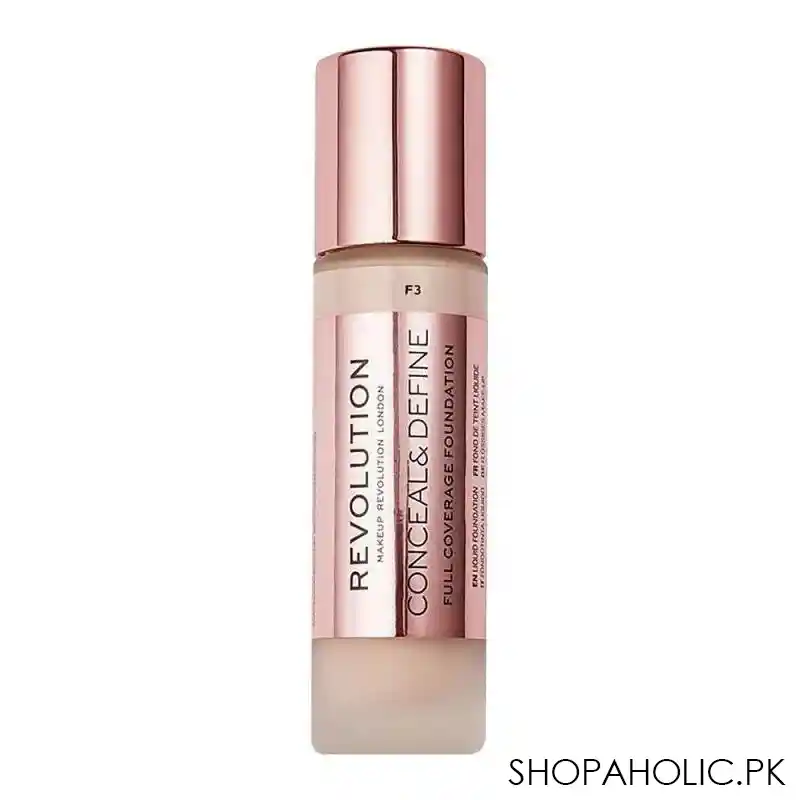 makeup revolution conceal & define full coverage foundation, f3 main image