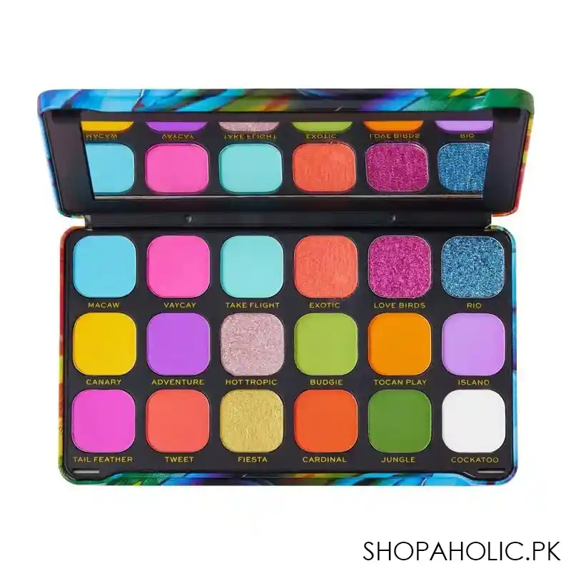 makeup revolution forever flawless eyeshadow palette, birds of paradise, 18 shades image2