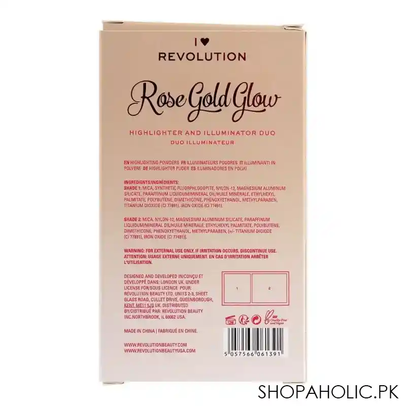 makeup revolution i heart duo highlight and illuminator rose gold glow, bronzer& highlighter image4