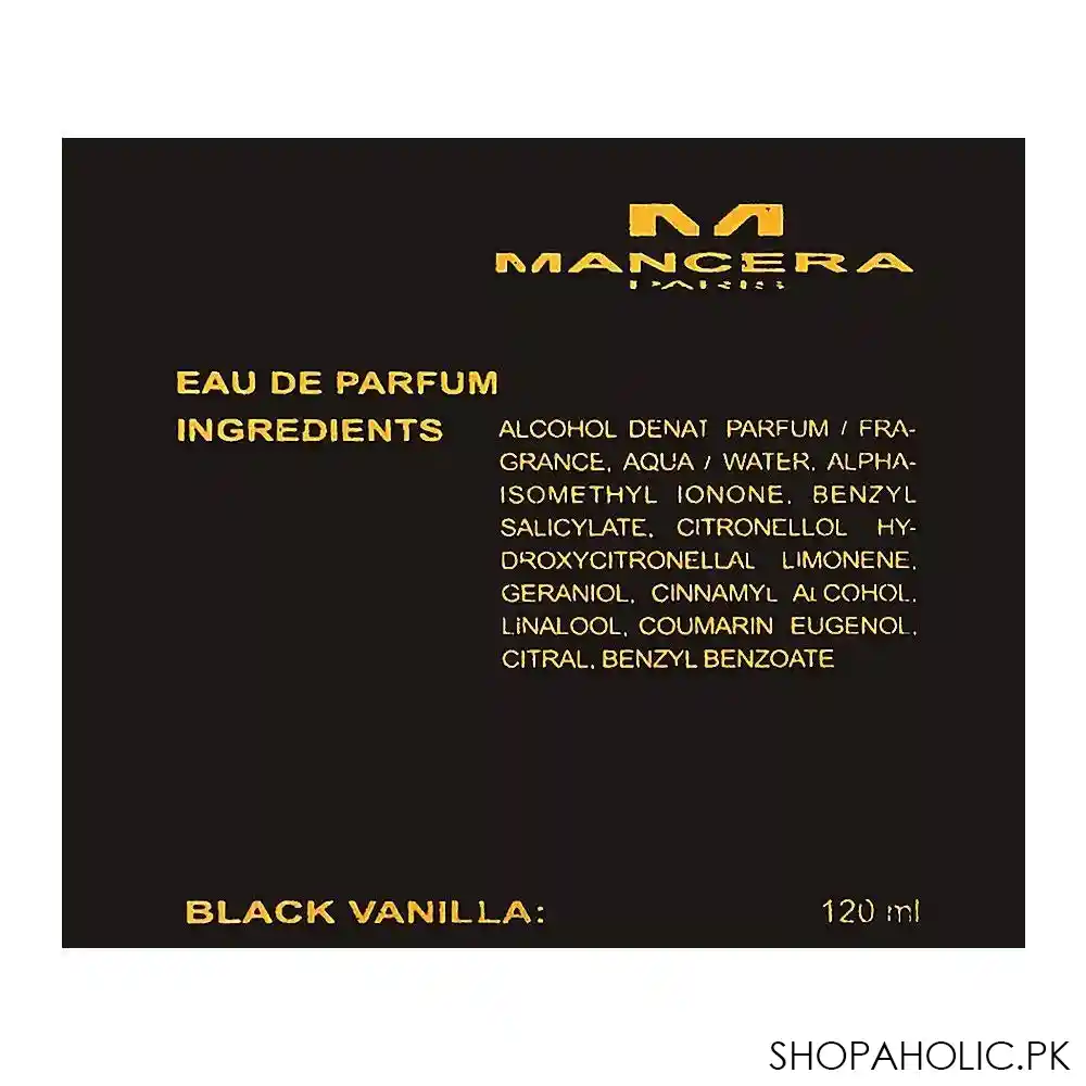mancera black vanilla eau de parfum, for men & women, 120ml image4