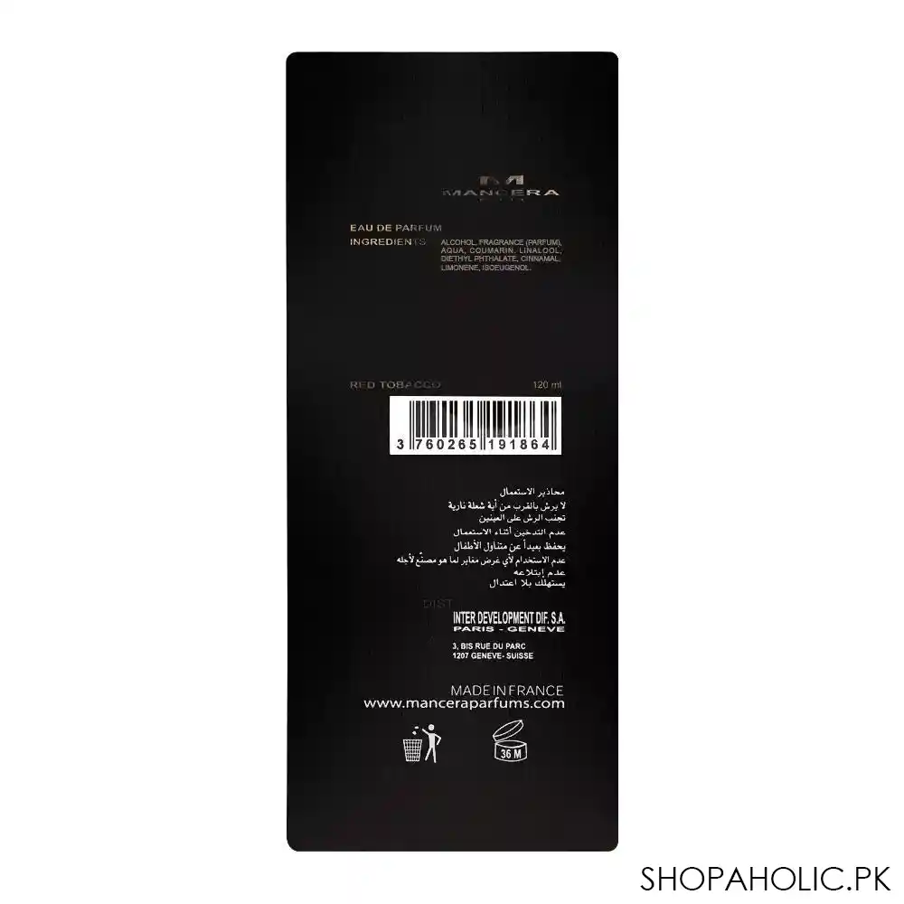 mancera red tobacco eau de parfum, 120ml image3