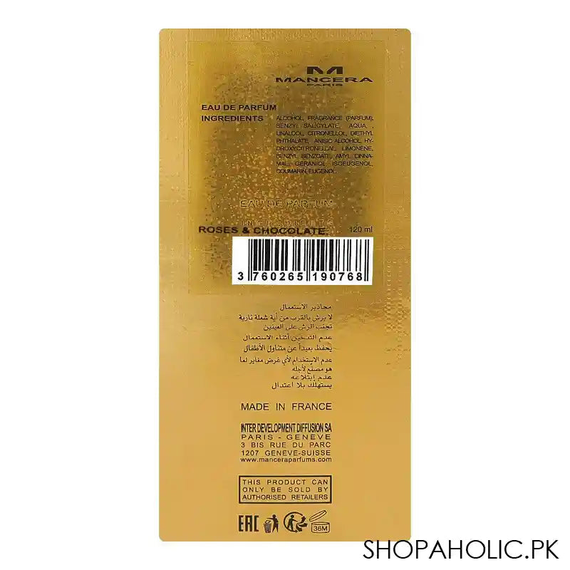 Mancera Roses & Chocolate, Eau de Parfum, For Men and Women, 120ml - Image 2