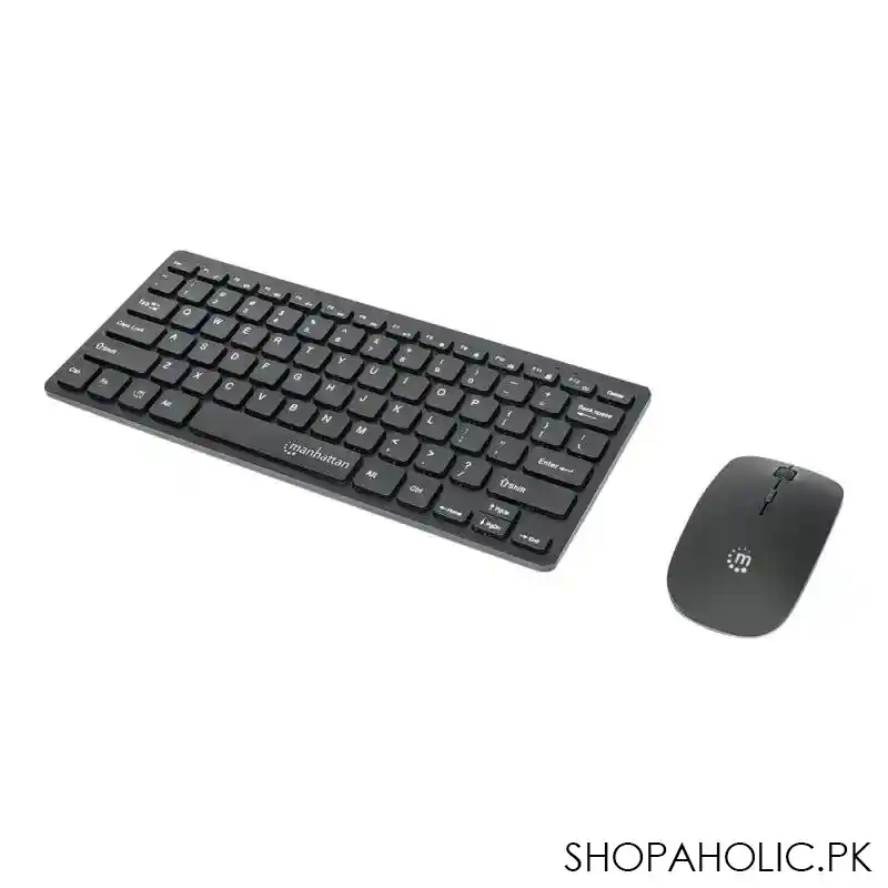 manhattan slim wireless keyboard and optical mouse set 180443, wireless connection with usb a receiver, multimedia buttons main image
