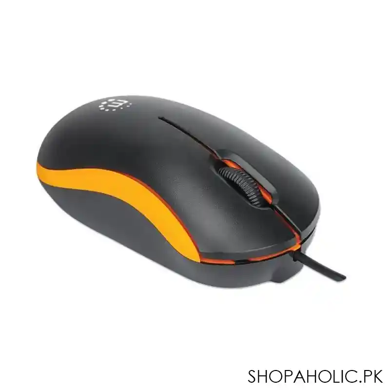 manhattan wired optical usb mouse, for right/left handed users, 3 buttons, black/orange, 190091 image3