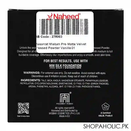 Masarrat Misbah Pro Matte Velvet Pressed Powder, 14g, Vanilla 01 - Image 5