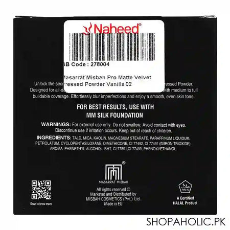 Masarrat Misbah Pro Matte Velvet Pressed Powder, 14g, Vanilla 02 - Image 5