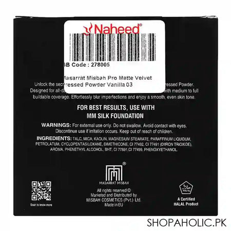 Masarrat Misbah Pro Matte Velvet Pressed Powder, 14g, Vanilla 03 - Image 3