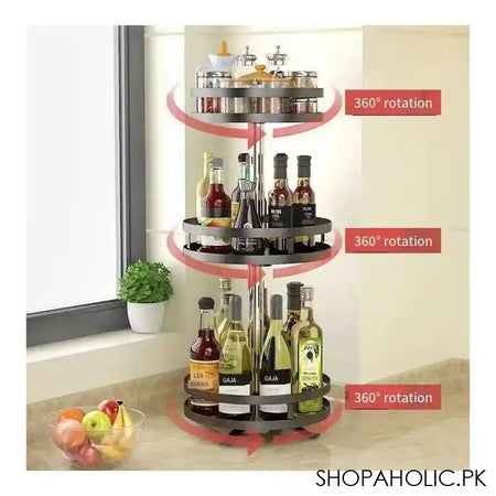 Matrix 360 Rotatable Metal Storage 3 Layer Organizer, Round - Main Image