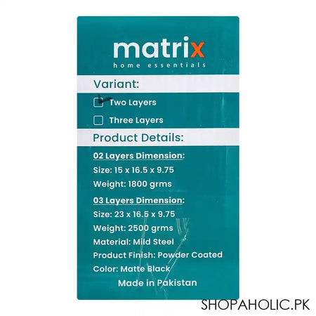 Matrix Mild Steel Powder Coated 2 Layers Dish Organizer, 15X16.5X9.75, Black, Ideal For Kitchen - Image 2
